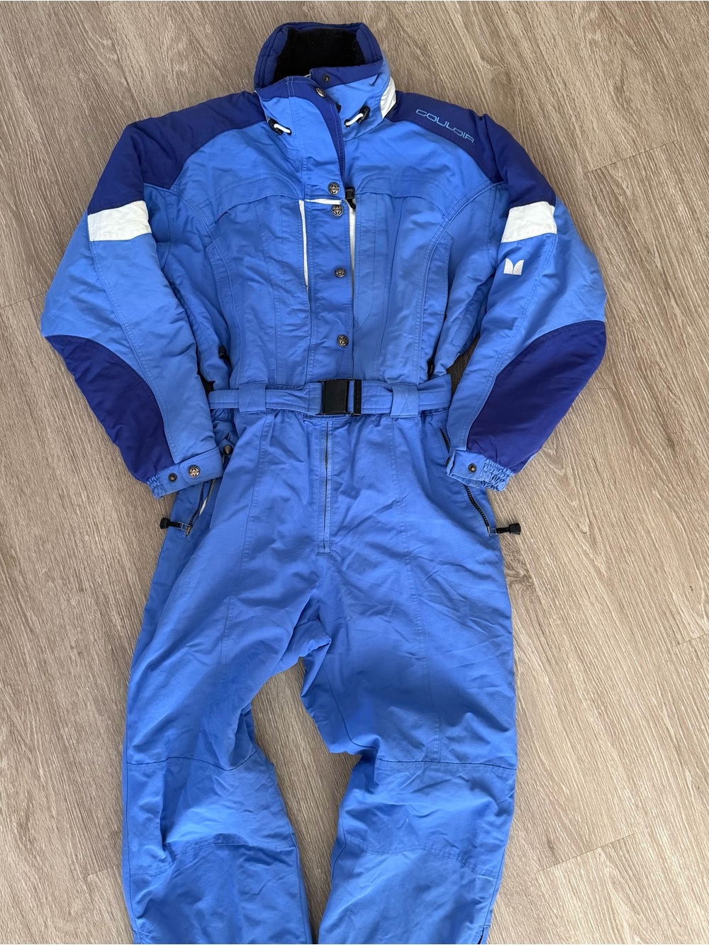 Couloir blue vintage belted snowsuit ski 14